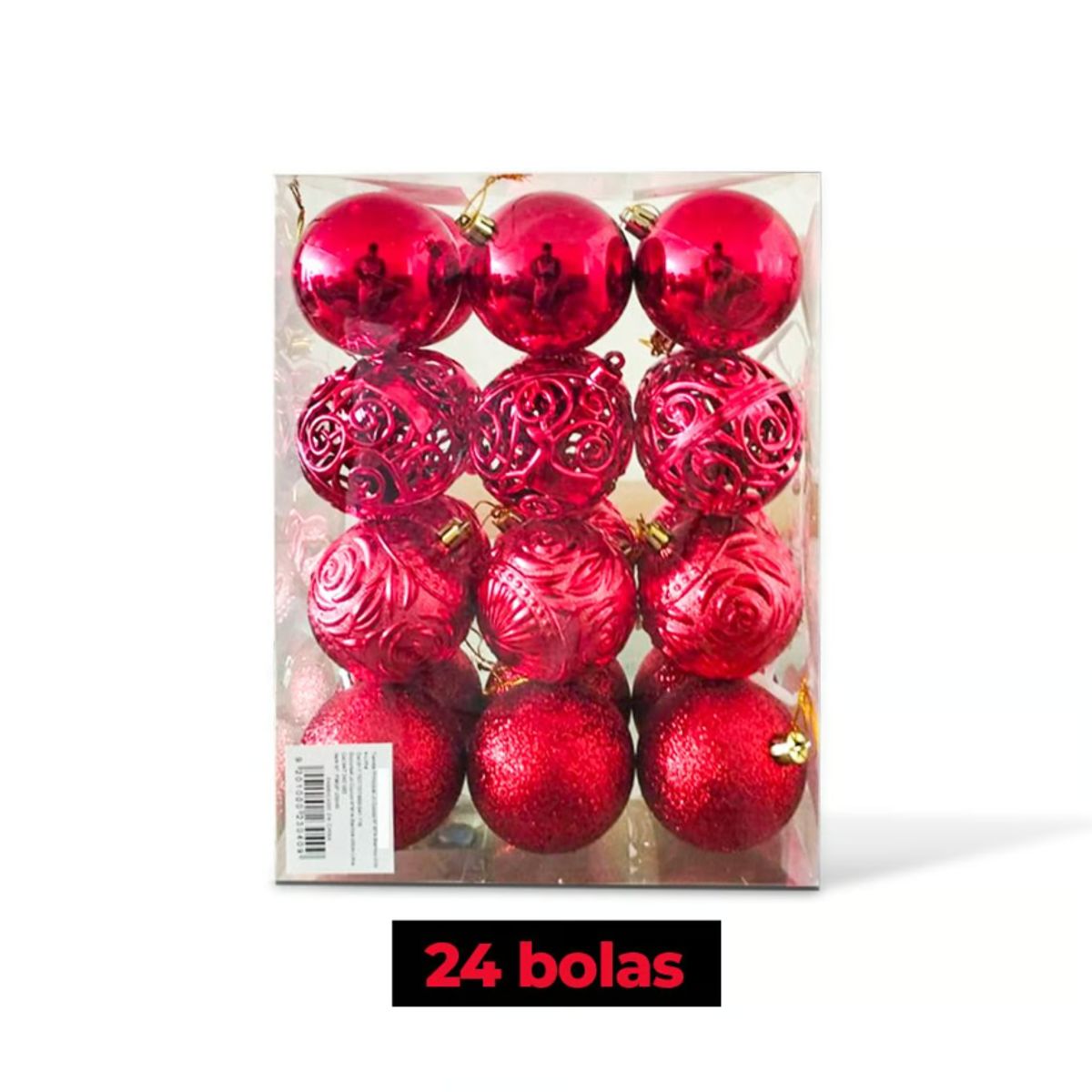 GENERICO - SET DE BOLAS NAVIDEÑAS ROJAS X24 UND - 6 CM