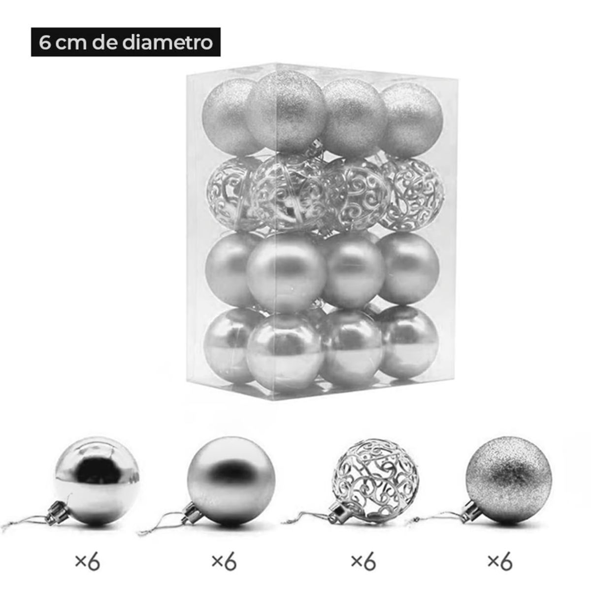 GENERICO - SET DE BOLAS NAVIDEÑAS ROJAS X24 UND - 6 CM