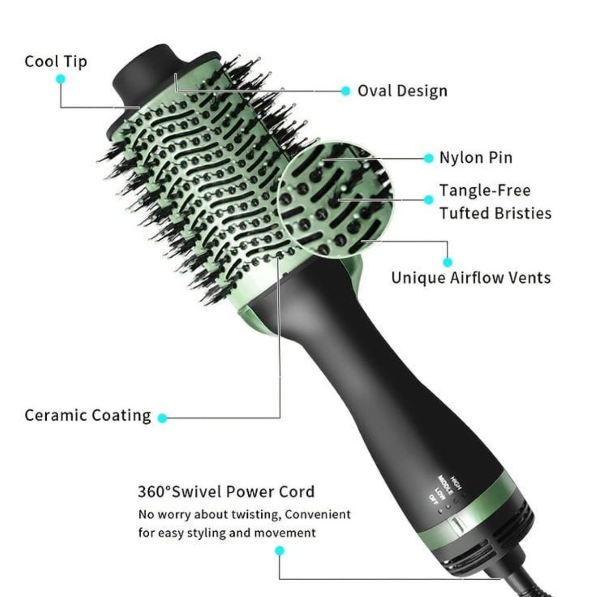 GENERICO - Cepillo Secador Cabello Alisador Ondulador 3 en 1 Multifuncional