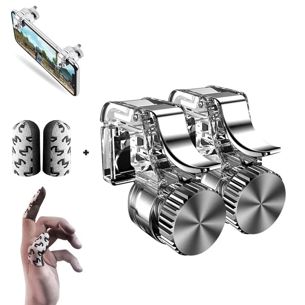 GENERICO - Gatillos Botones L1 R1 Para Celular Juegos Shooter + Guantes Memo