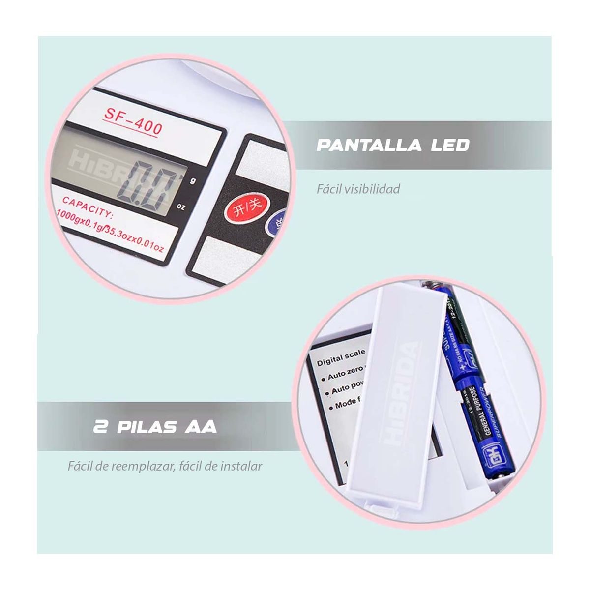 CUBULL - BALANZA GRAMERA SF-400 BLANCA POSTRE DIGITAL 10KG PASTELERÍA ALIMENTOS