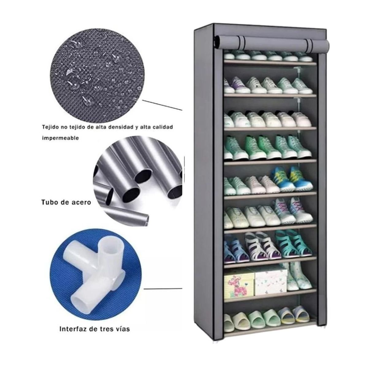 GENERICO - Organizador Zapatero Desmontable Hermético 9Niveles