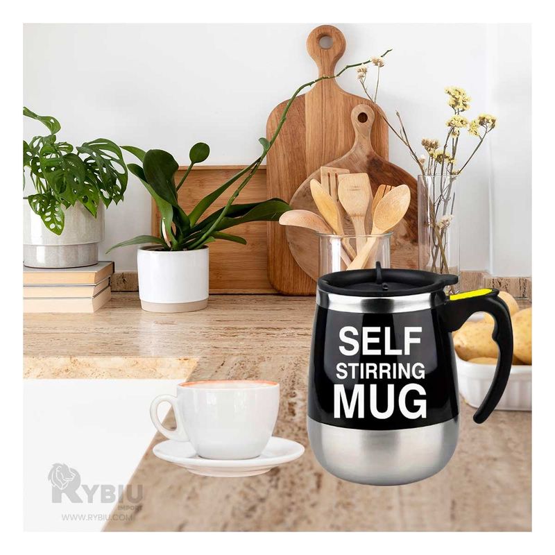 RYBIU IMPORT - Taza con Bombilla de Acero de Tono Negro Y+Papel de Regalo