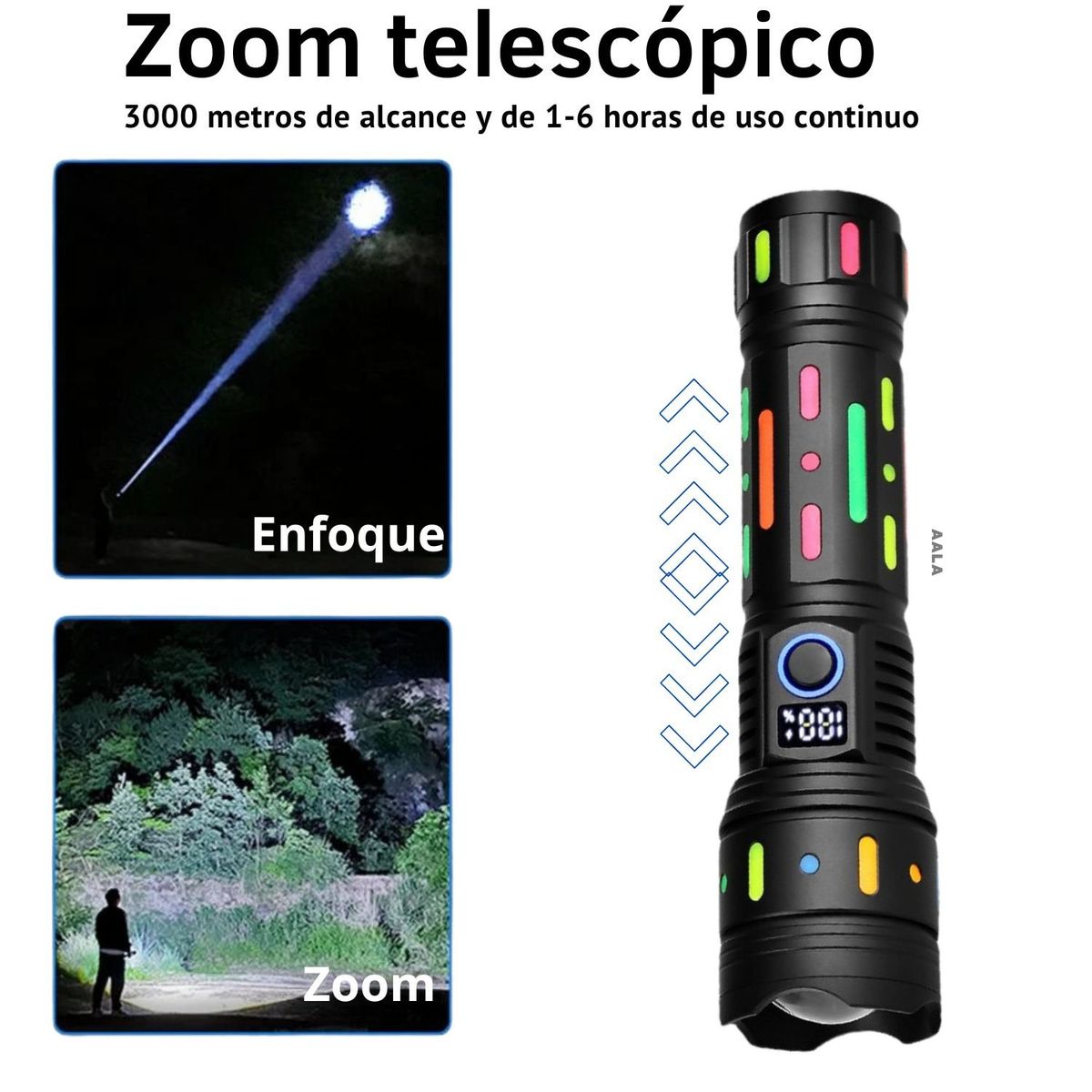 LIDIMI - Linterna Táctica Profesional 3000 Metros Alta Potencia