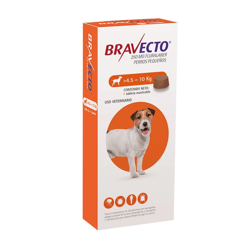 BRAVECTO - ANTIPULGAS BRAVECTO 250MG PARA PERRO 4.5 A 10 KG - 1 TAB