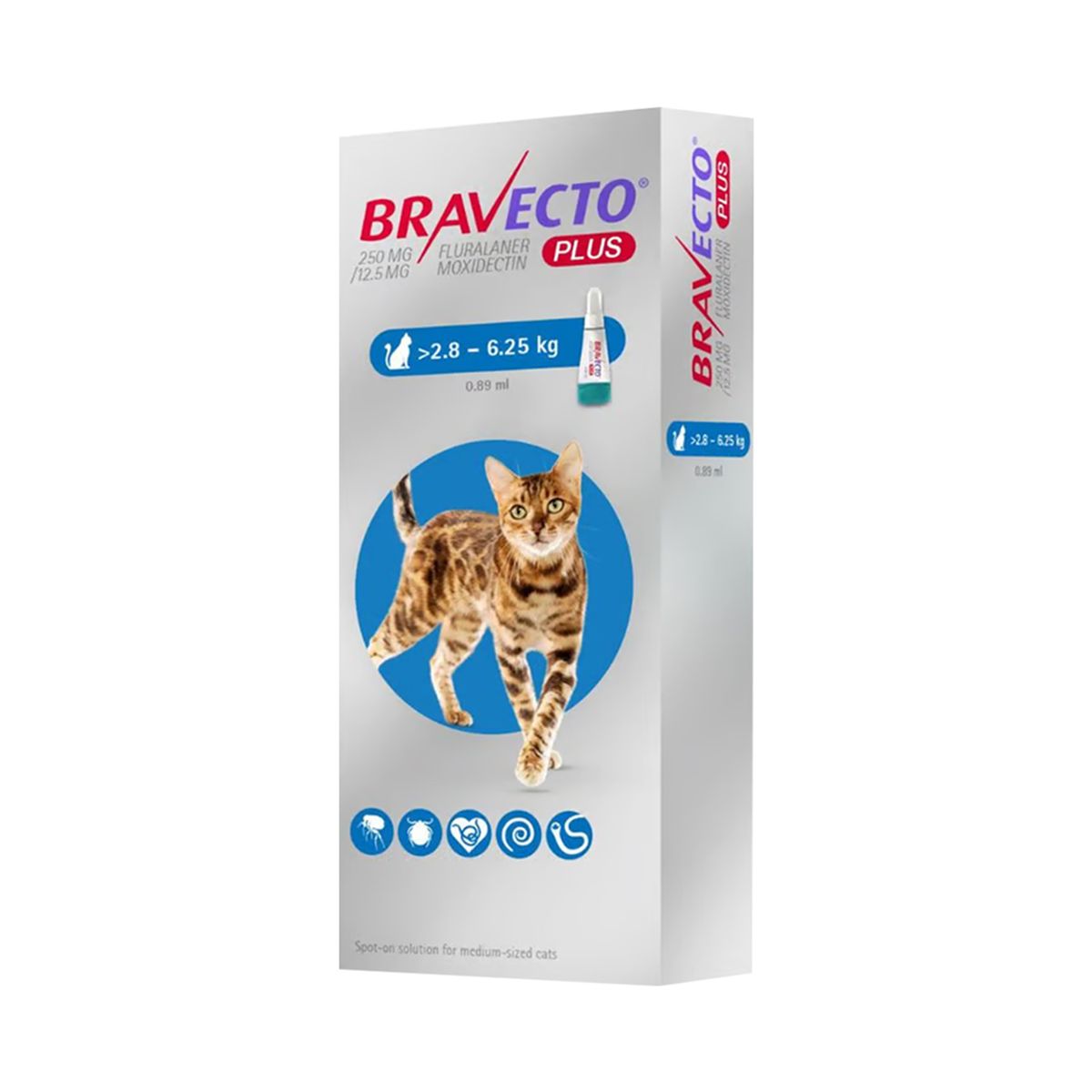 BRAVECTO - Bravecto Plus Gato 250MG De 2.8KG a 6.25KG - 1 Tableta