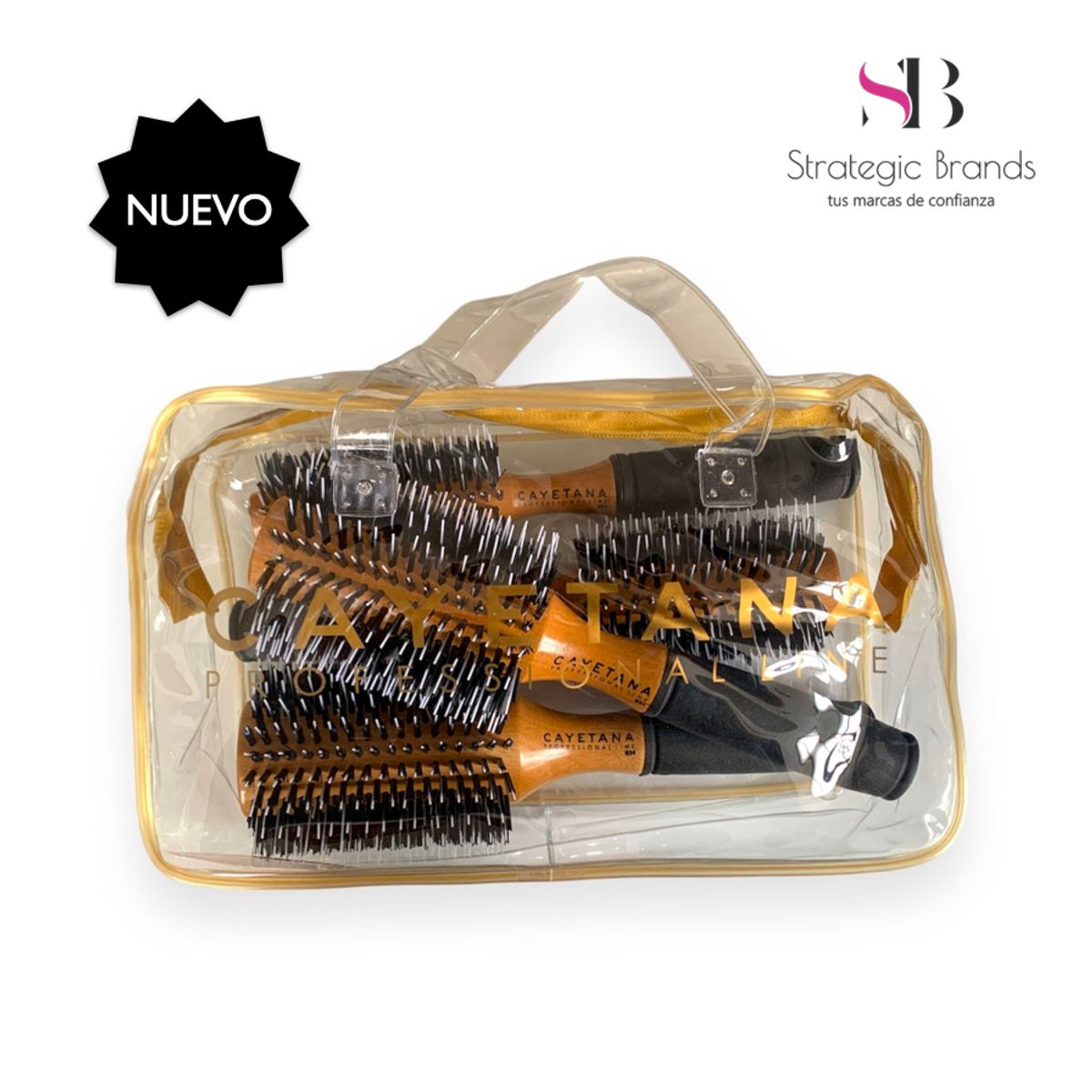 CAYETANA - Kit x4 Cepillos de Cabello Profesional de Madera con Cerdas Penacho
