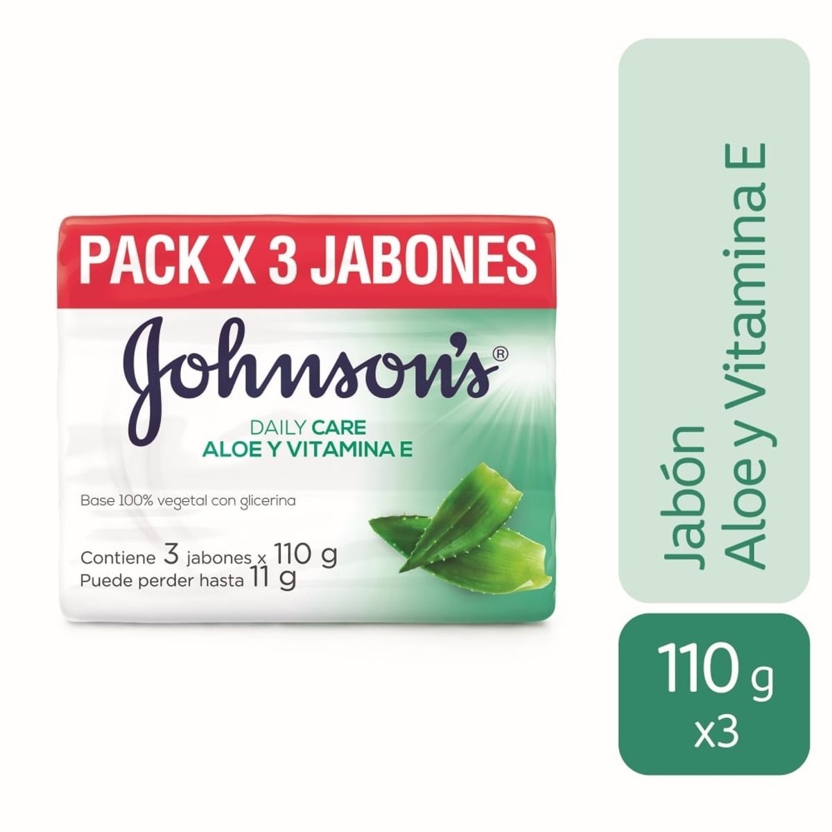 JOHNSON AND JOHNSON - Jabón Adultos Aloe Johnson Tripack 110gr