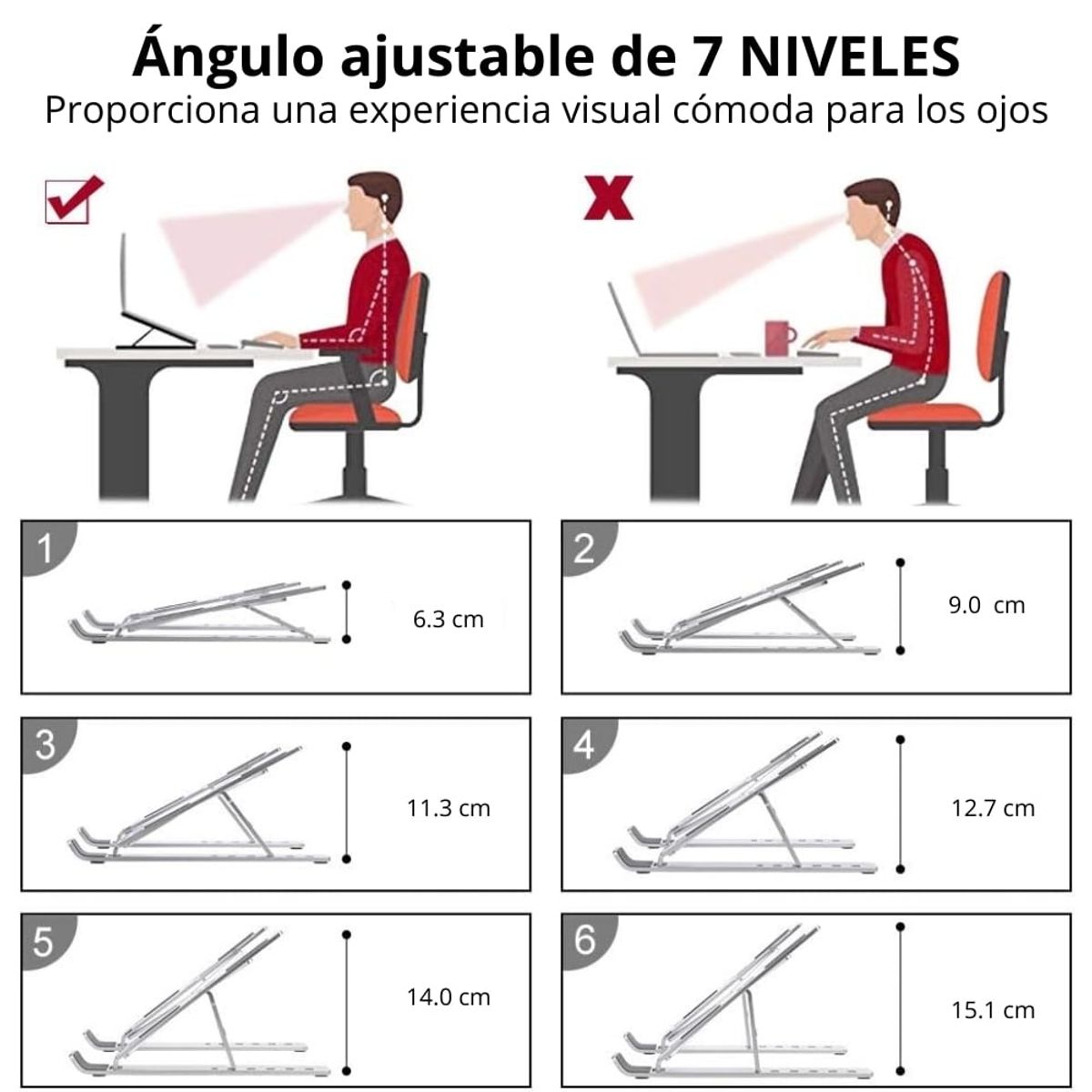 PENTHA - Soporte Aluminio Plegable para Laptop Portatil Multifuncional Plateado