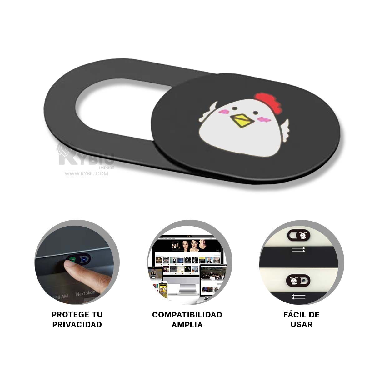 RYBIU IMPORT - Funda Sutil para Camara Espia Negro Y+Banderitas Adhesivas