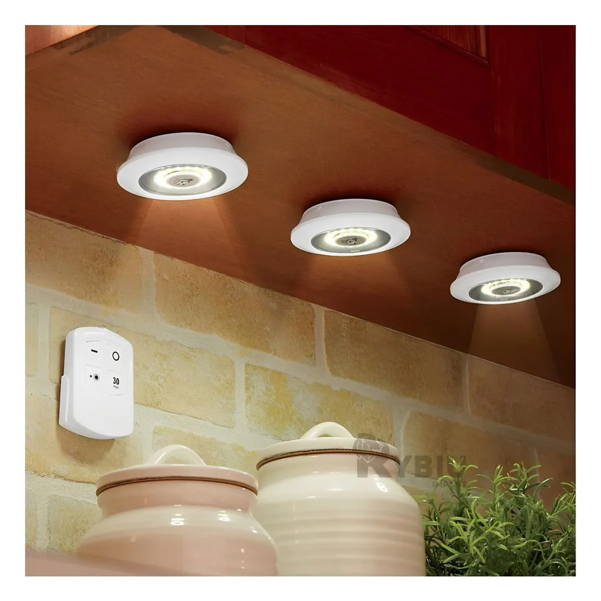 RYBIU IMPORT - Set de 3 Luces Led con Control Inalambrico a Pilas Blanco