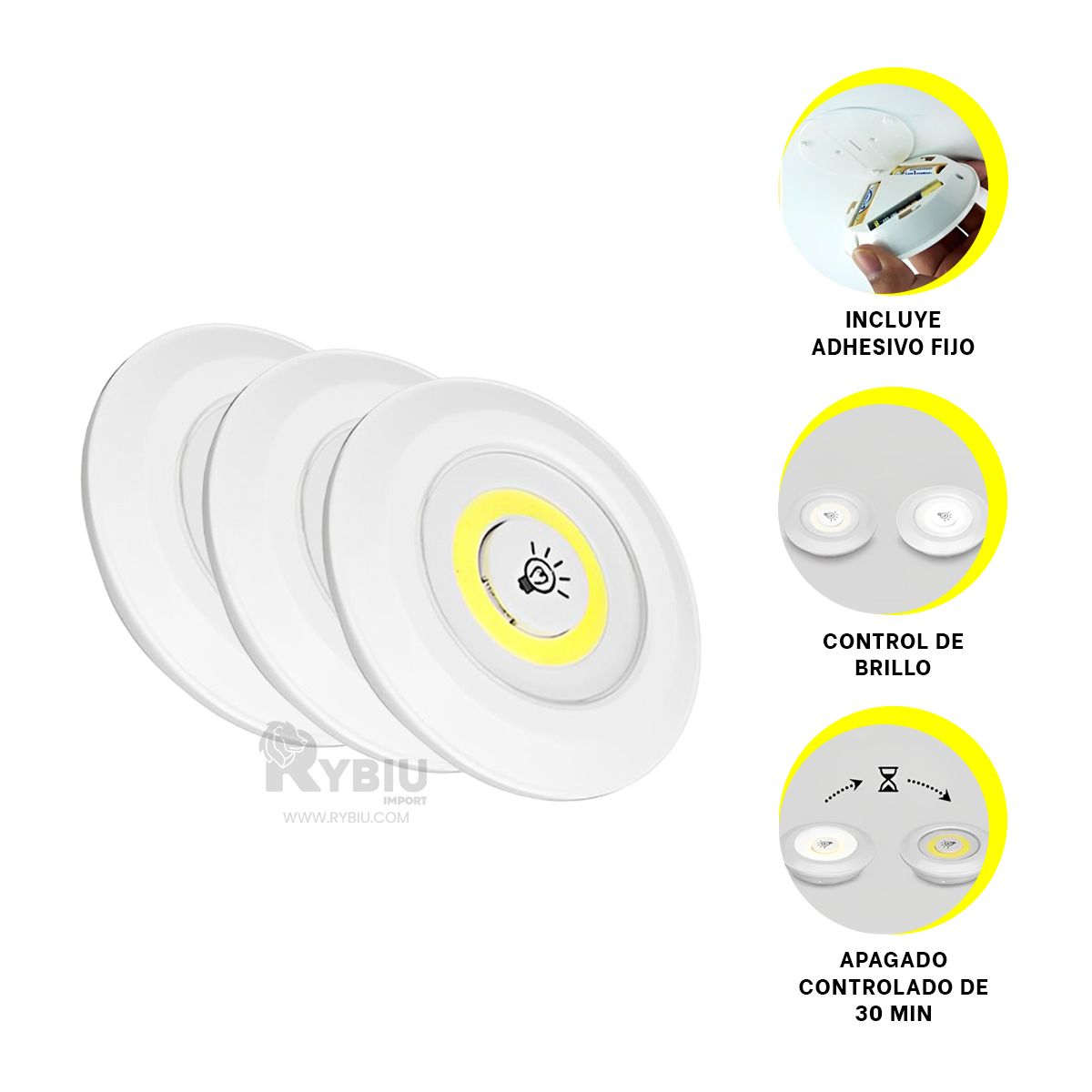 RYBIU IMPORT - Luces en Tres Unidades en Set Blanco Y+Envoltorio de Regalo
