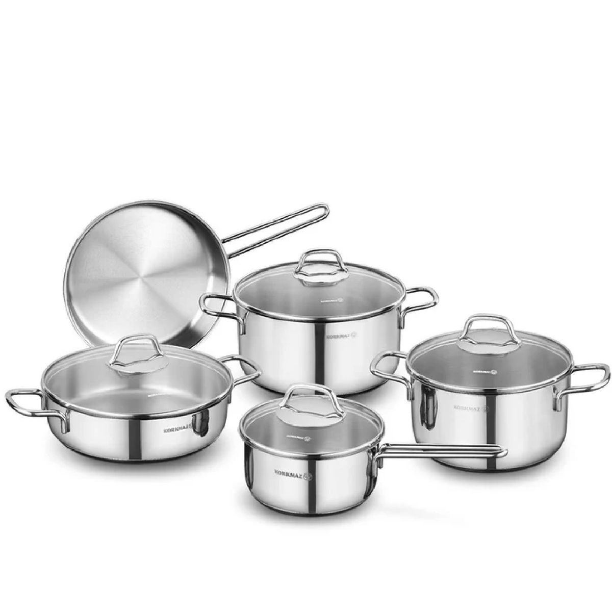 KORKMAZ - Juego de Ollas A1609 Perla 9 Piezas Korkmaz