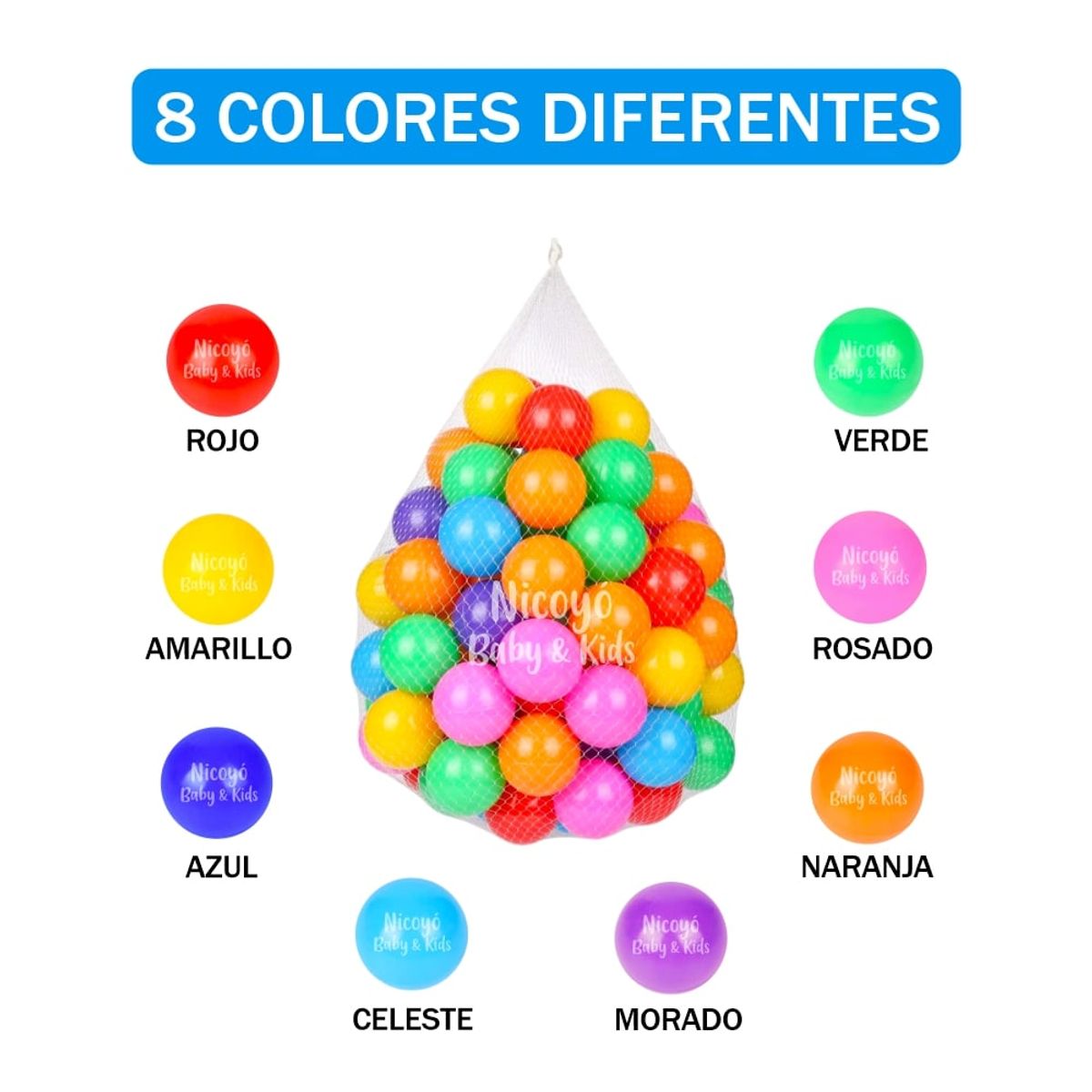 NACIONAL - 50 Pelotas Multicolor de 7.5 cm A Prueba de Aplastamiento