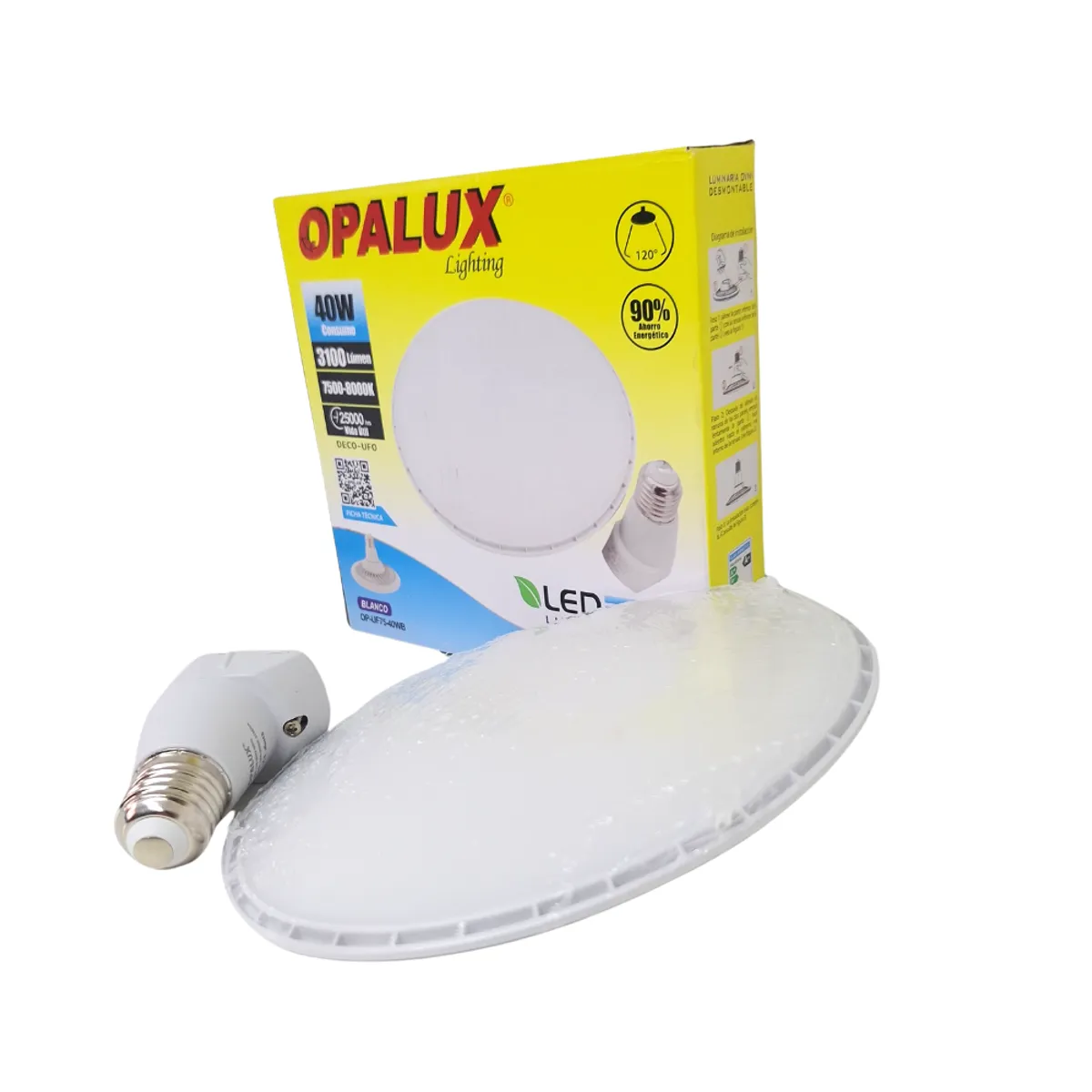 OPALUX - Luz Led Desmontable Ovni 40w Blanca Fría Opalux  OP-UF75-40WB