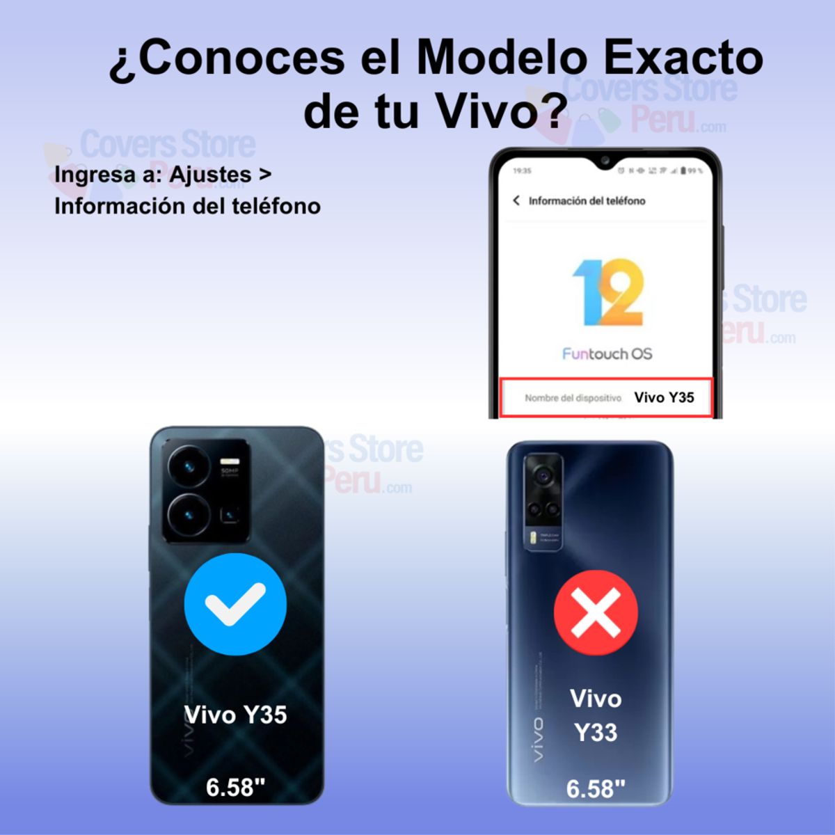 GENERICO - Funda Case para Vivo Y35 Flip Cover Azul Antishock