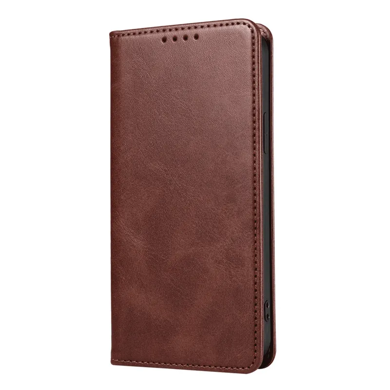 GENERICO - Funda para Xiaomi Redmi Note 13 Pro Plus Flip Cover Marrón Antishock