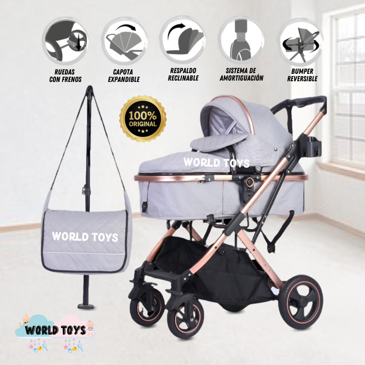 Baby - Coche Cuna Moisés de Lujo «GALAXY» Gray