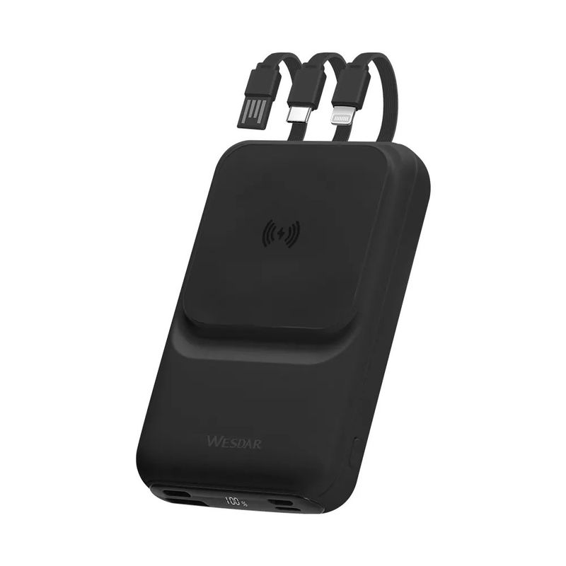 WESDAR - Wesdar - Power Bank 22 5W PD Fast Charge Inalámbrico 10000mAh - Negro