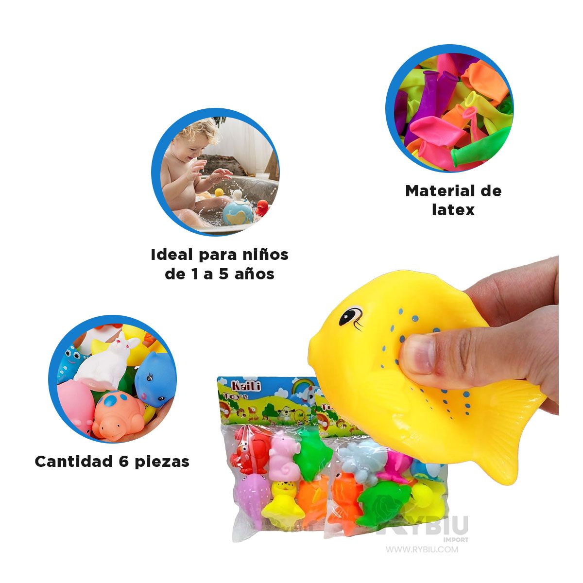 GENERICO - Figuras Chillonas de Animales Multicolor Y+Ligas de Regalo