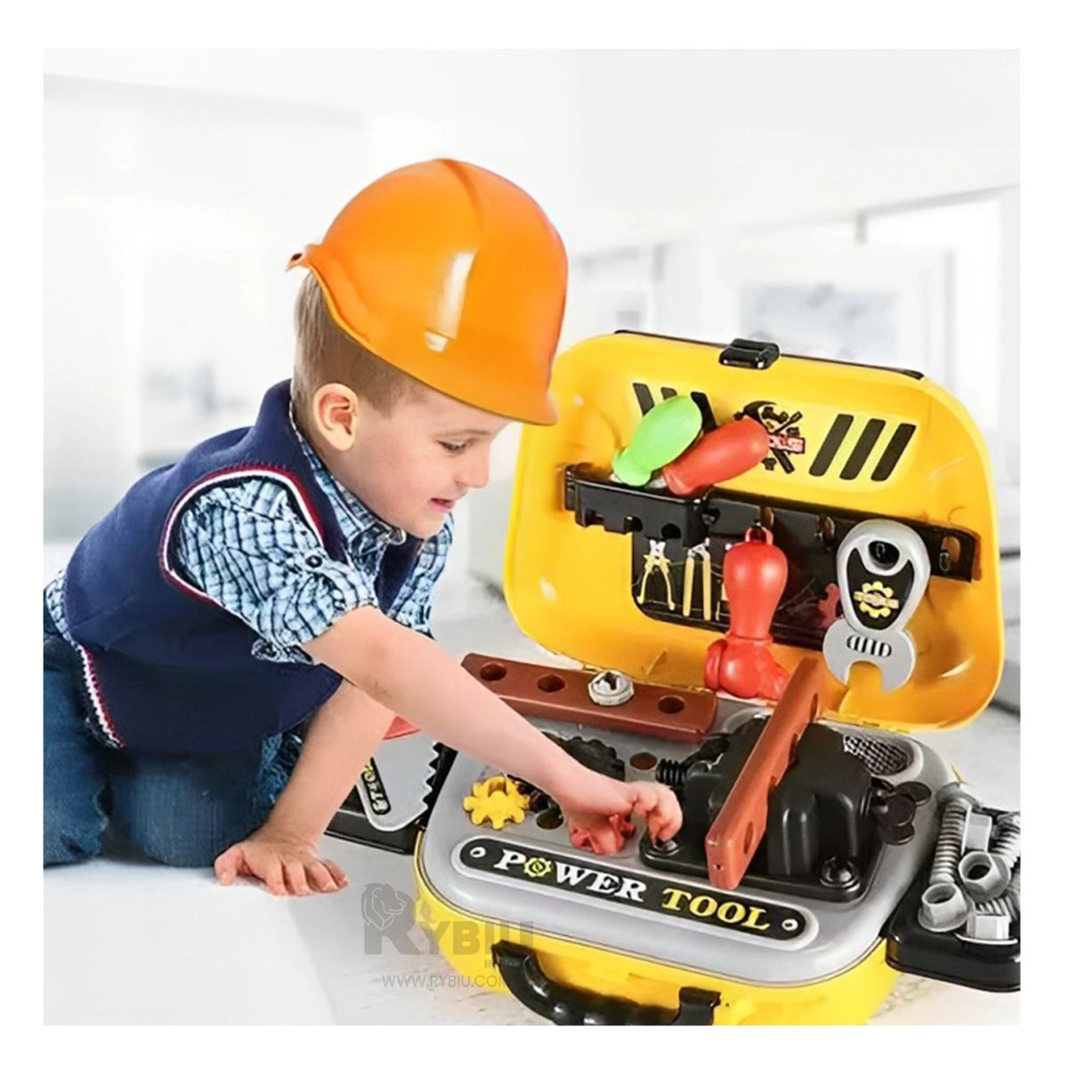 GENERICO - Set Herramientas Juguete Portatil 2 en 1 Lonchera Amarillo