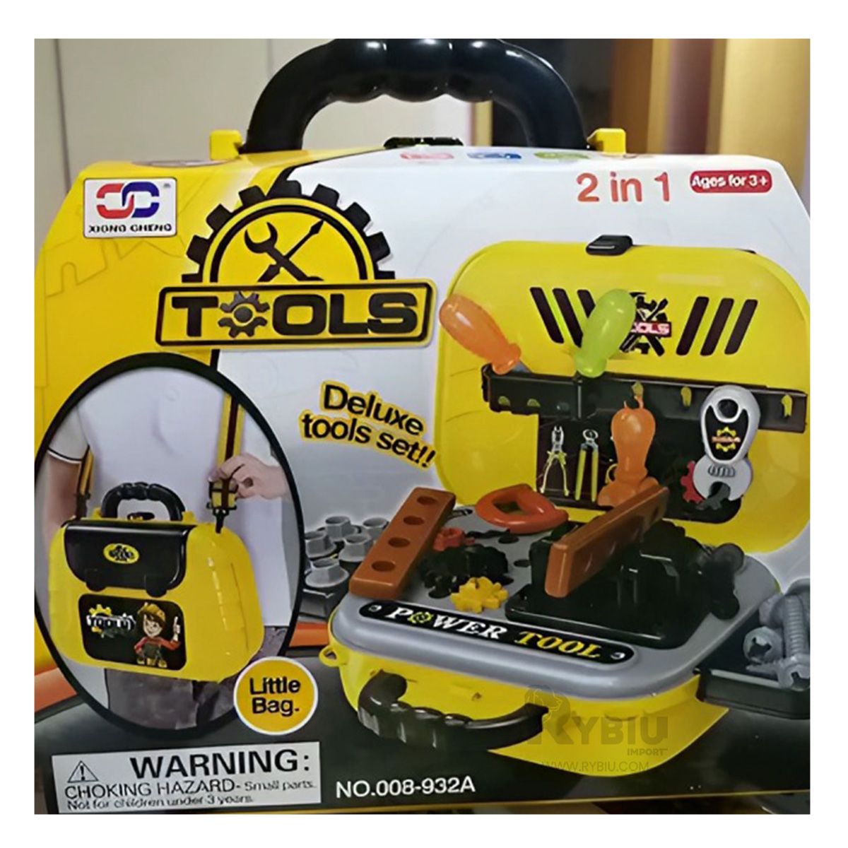 GENERICO - Set Herramientas Juguete Portatil 2 en 1 Lonchera Amarillo