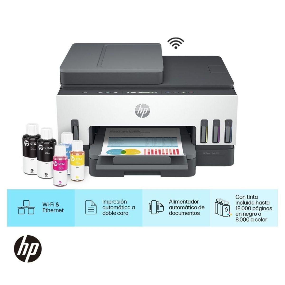 HP - IMPRESORA MULTIFUNCIONAL HP 750 SMART TANK WIFI BLUETOOTH