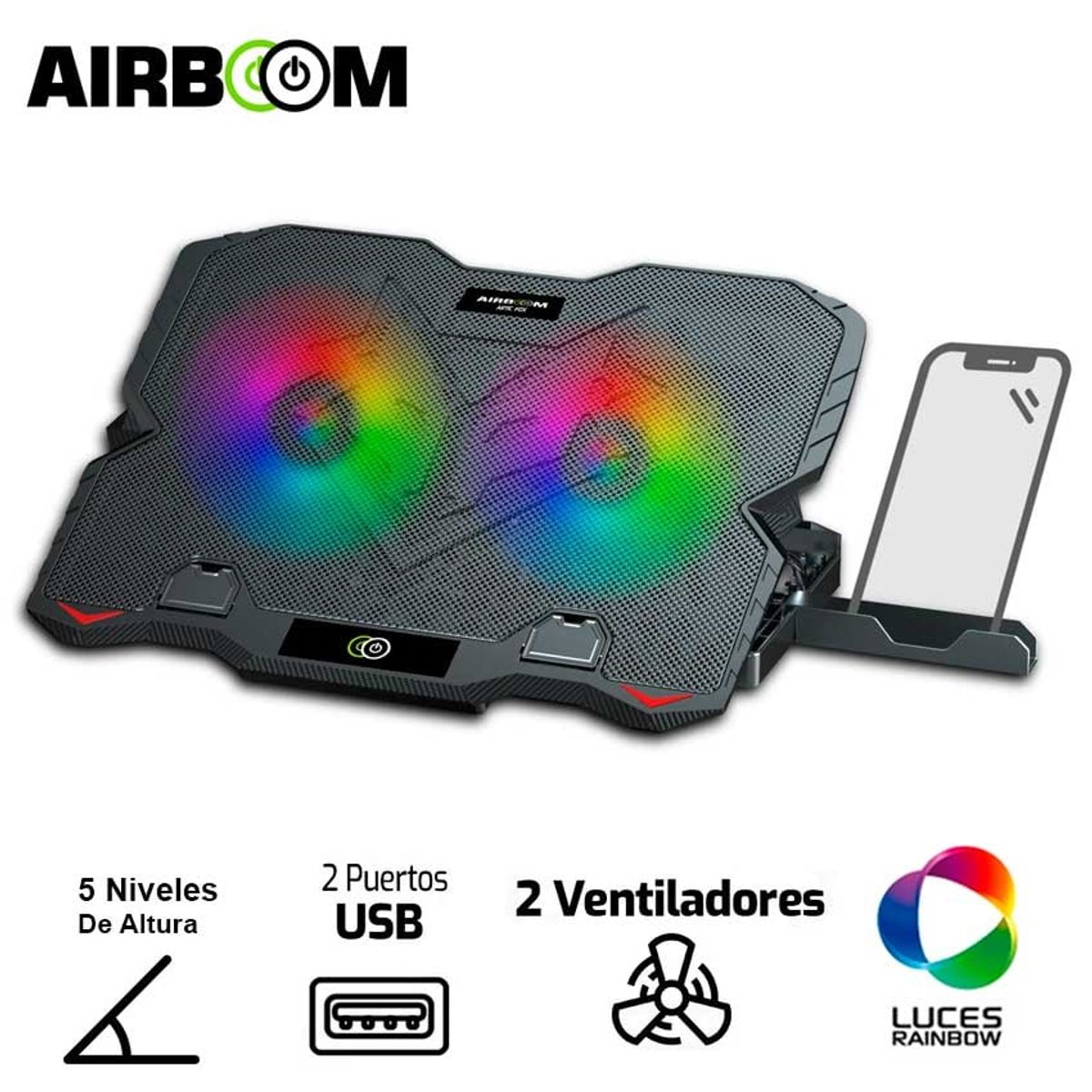 AIRBOOM - Cooler Para Laptop Airboom Artic Fox - AB 005H Fan x2  9" hasta 17”