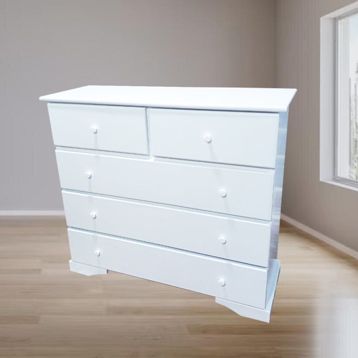 GENERICO - cómoda blanco 5 cajones 1.10 m