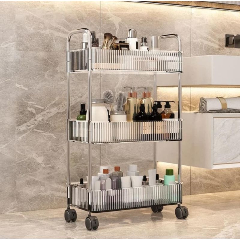 GENERICO - Verdulero Giratorio Organizador de Cocina Cesta Acrilico con Ruedas
