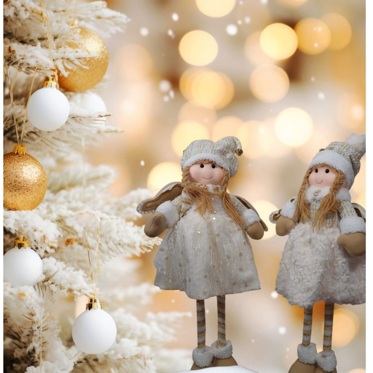 GENERICO - Set 2 Muñecos de navidad Angeles patilargas 80 cm