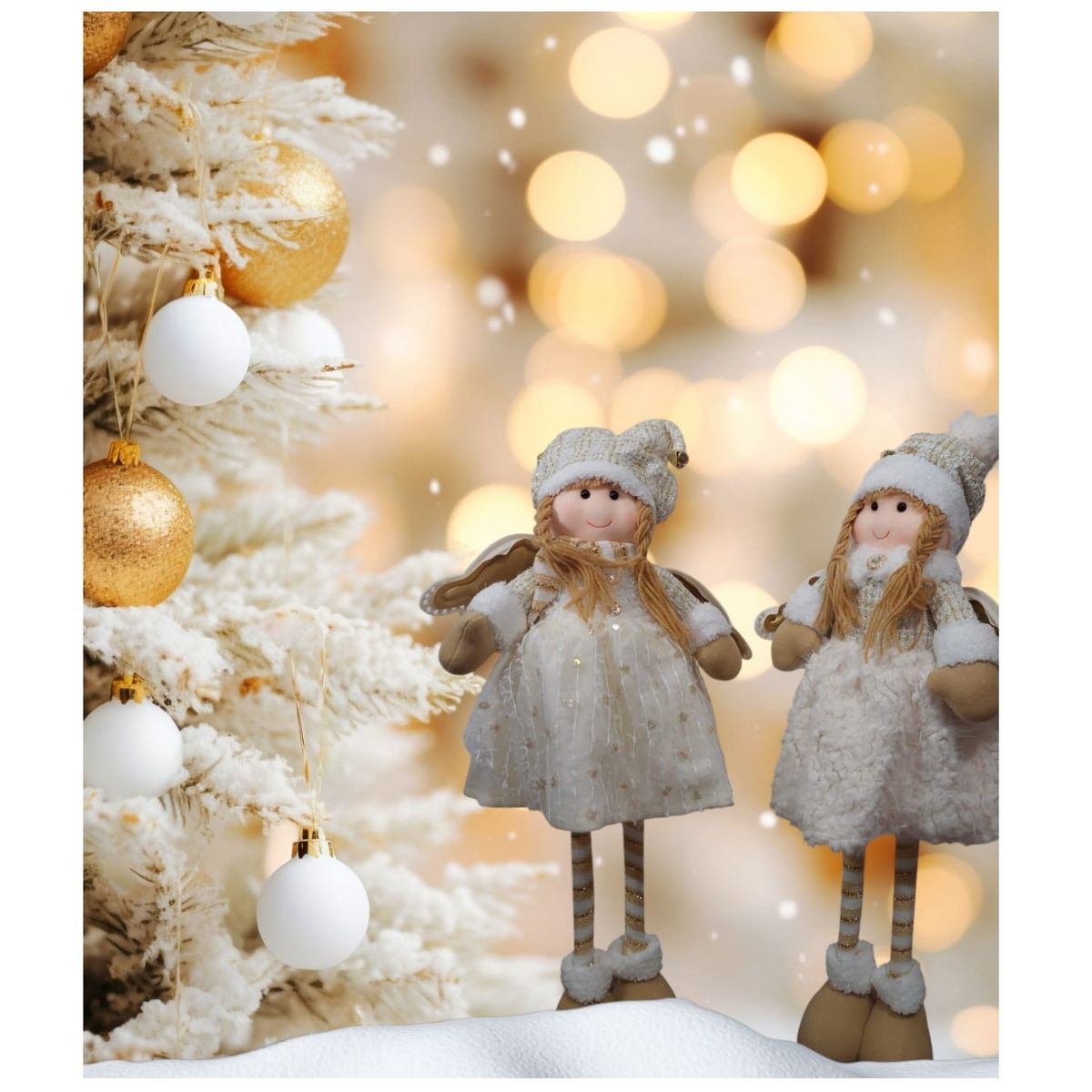 GENERICO - Set 2 Muñecos de navidad Angeles patilargas 80 cm