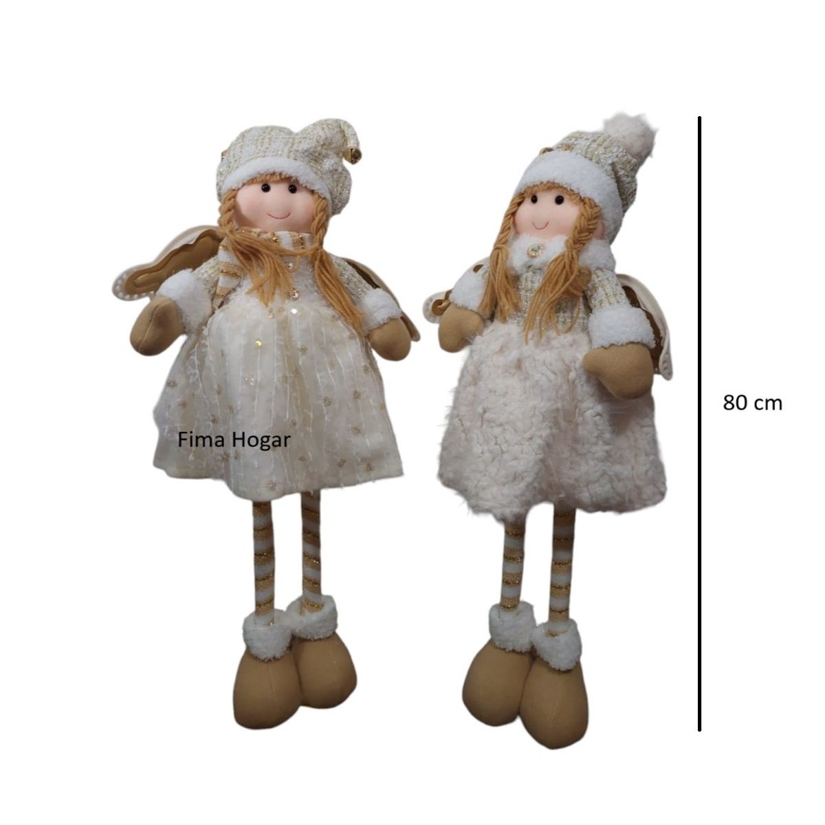 GENERICO - Set 2 Muñecos de navidad Angeles patilargas 80 cm