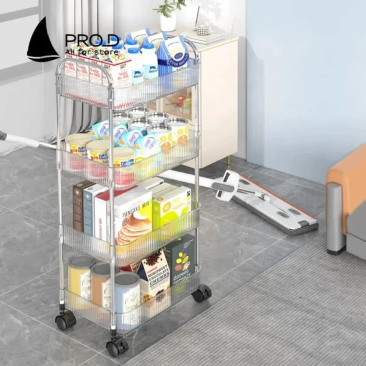 GENERICO - Verdulero Giratorio Organizador Acrilico Cocina Cesta Carrito C Ruedas