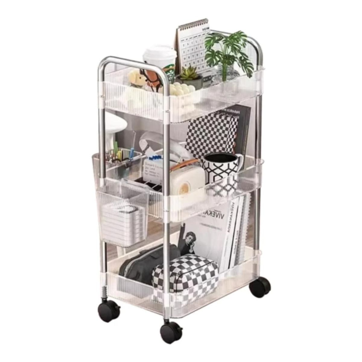 GENERICO - Verdulero Giratorio Organizador Acrilico Cocina Cesta Carrito C Ruedas