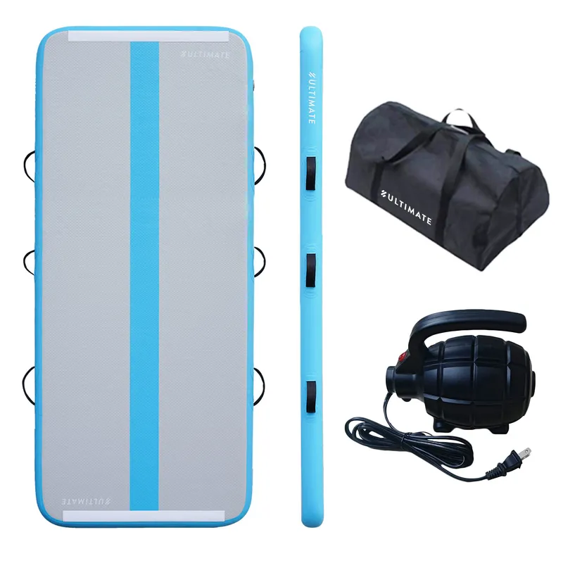 ULTIMATE FITNESS - AirTrack 3 metros - Colchoneta Inflable Gimnasia - Celeste