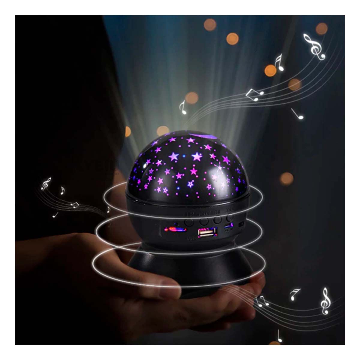 RYBIU IMPORT - Parlante con Tallado de Satelite en Negro Y+Regalo Stickers