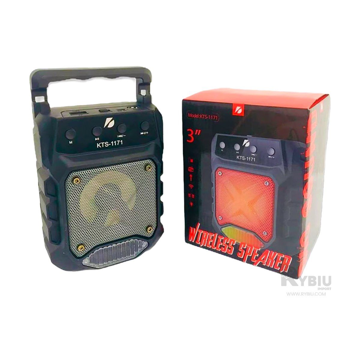 RYBIU IMPORT - Parlante Moderno Inalambrico Color Negro Y+Regalo Stickers.