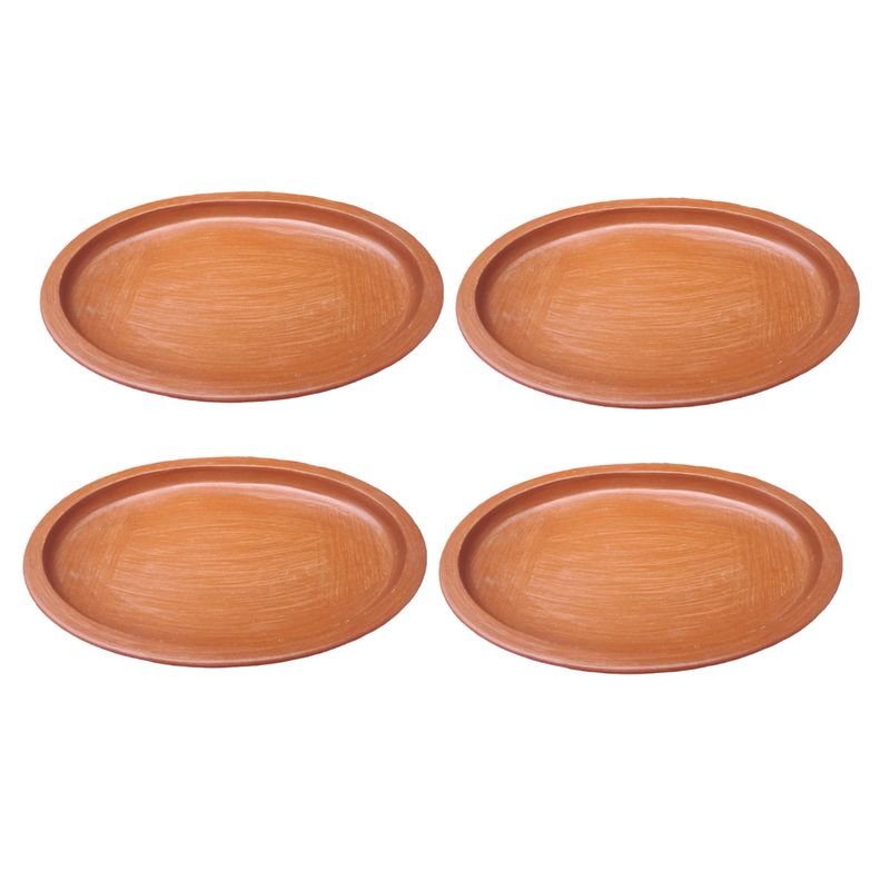 ACHALLAY ARTESANIA DE BARRO - Set de Platos de Fondo Barro 4 Piezas