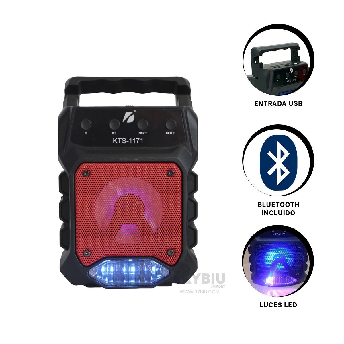 RYBIU IMPORT - Speaker Parlante Inalambrico de Negro Y+Banderitas Adhesivas