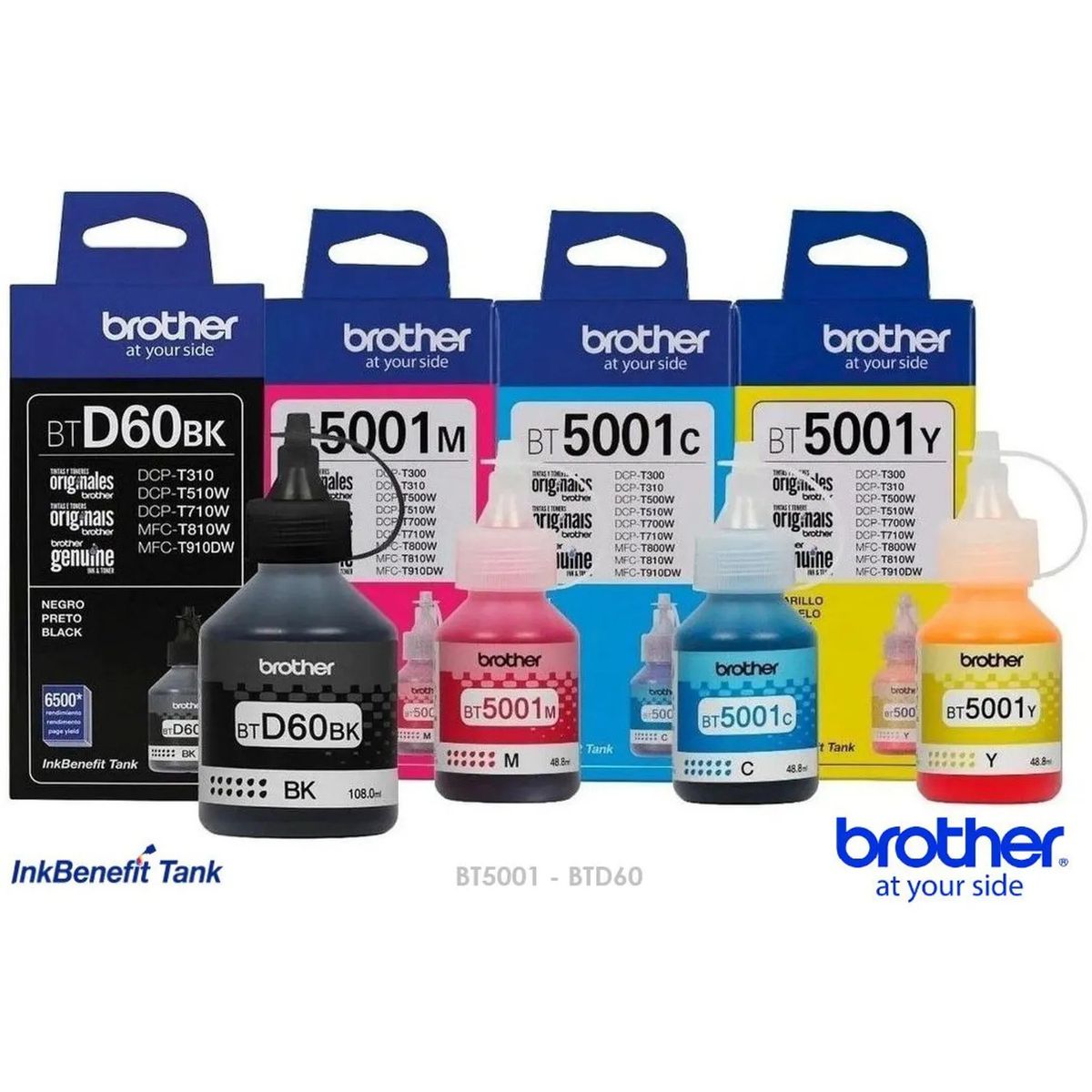 BROTHER - KIT de 4 Tintas Brother Btd60bk / Bt5001c / Bt5001m / Bt5001y