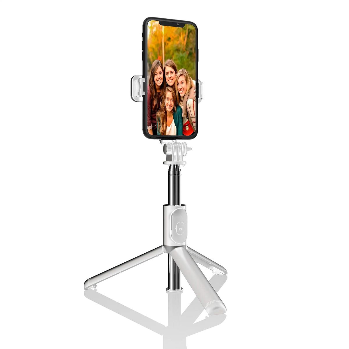 GENERICO - Palo Selfie con Trípode Extensible y Disparador Remoto Bluetooth Blanc