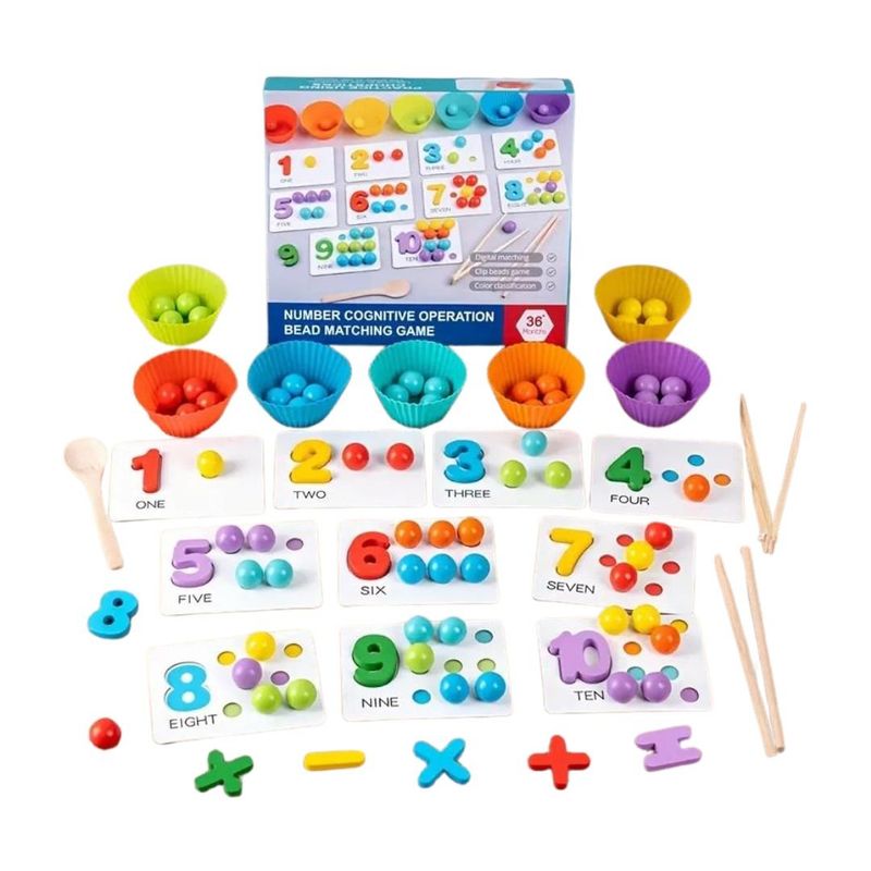 GENERICO - Juego Montessori Cuentas de Madera para Clasificar y Contar