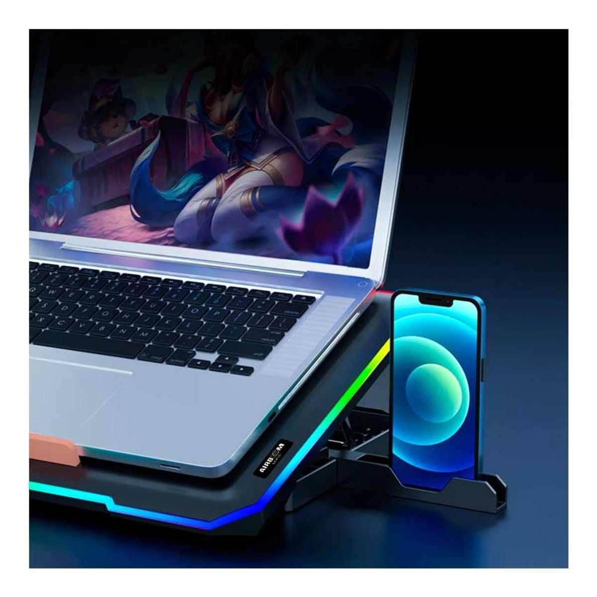 AIRBOOM - Cooler Para Laptop Airboom Lexus + - AB 02H RGB Luz RGB 2 USB 2 FAN