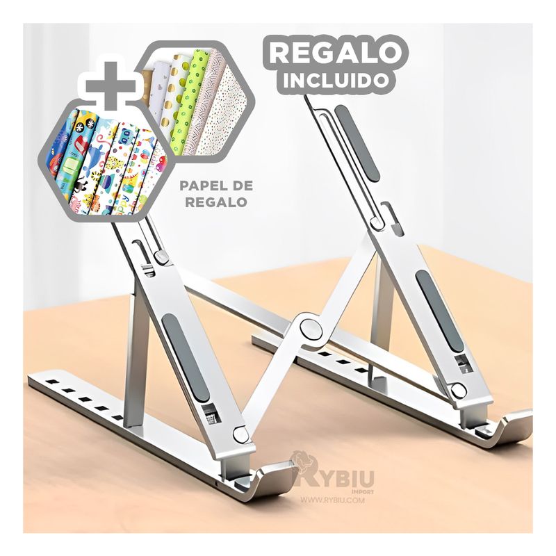 RYBIU IMPORT - Base Ajustable para Laptop Color Plateado Y+Regalo Agendita