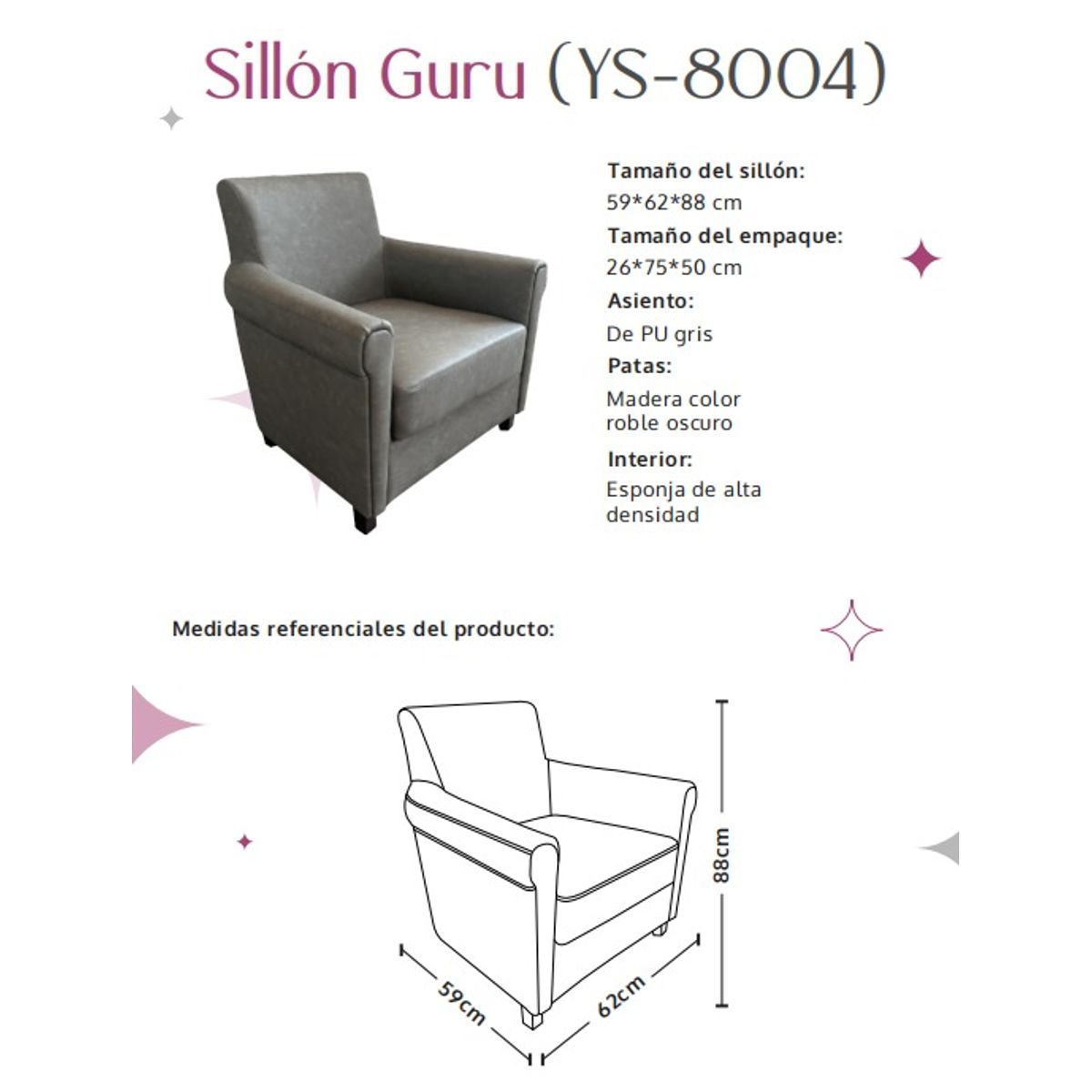 XION - Sillón para Sala Moderno Tapizado Guru  YS-8004