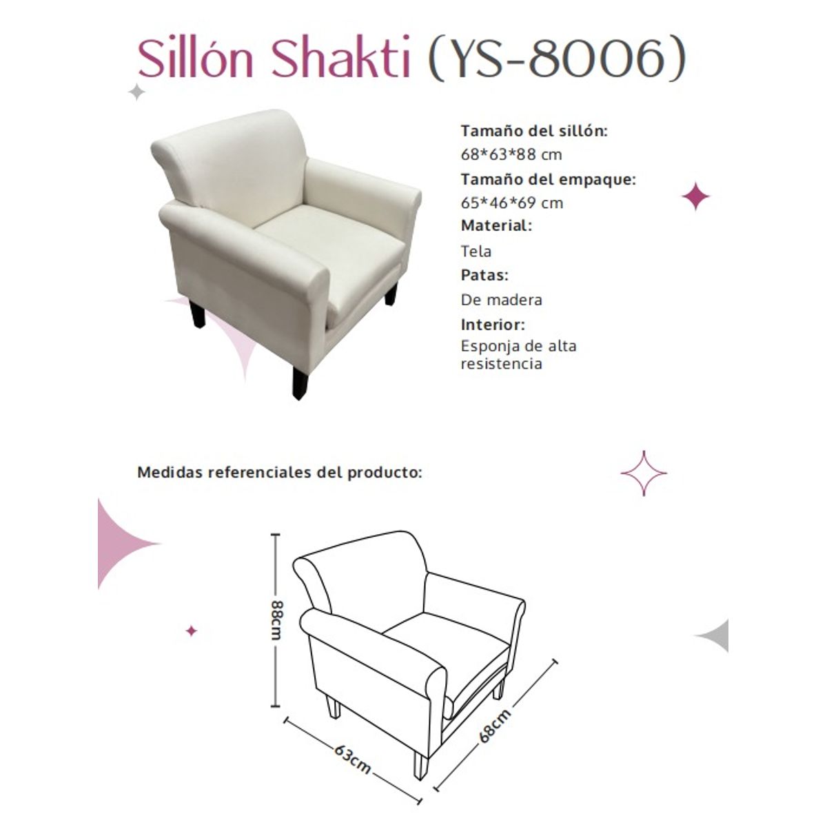 XION - Sillón para Sala Moderno Tapizado Shakti YS-8006