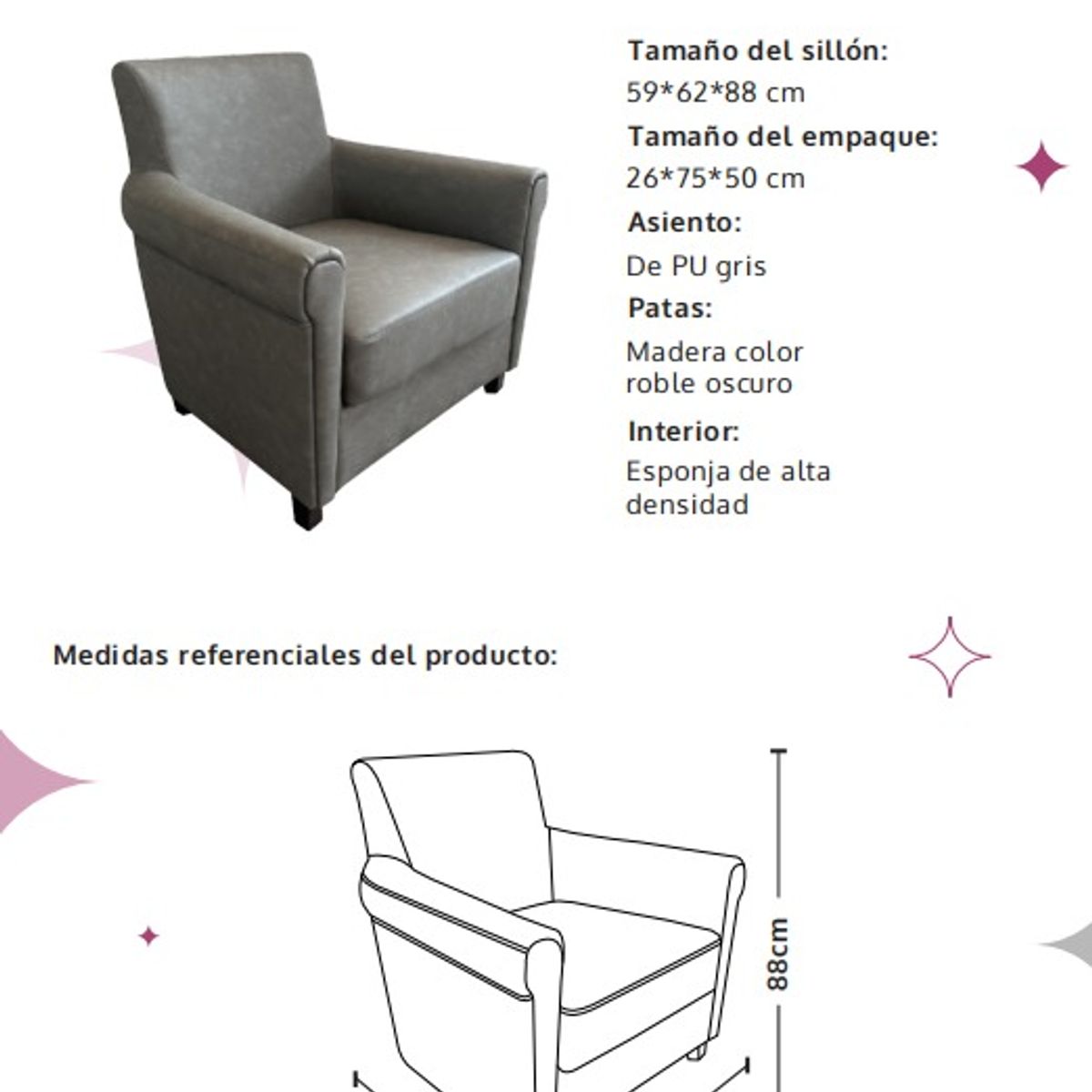XION - Sillón para Sala Moderno Tapizado Guru  YS-8004