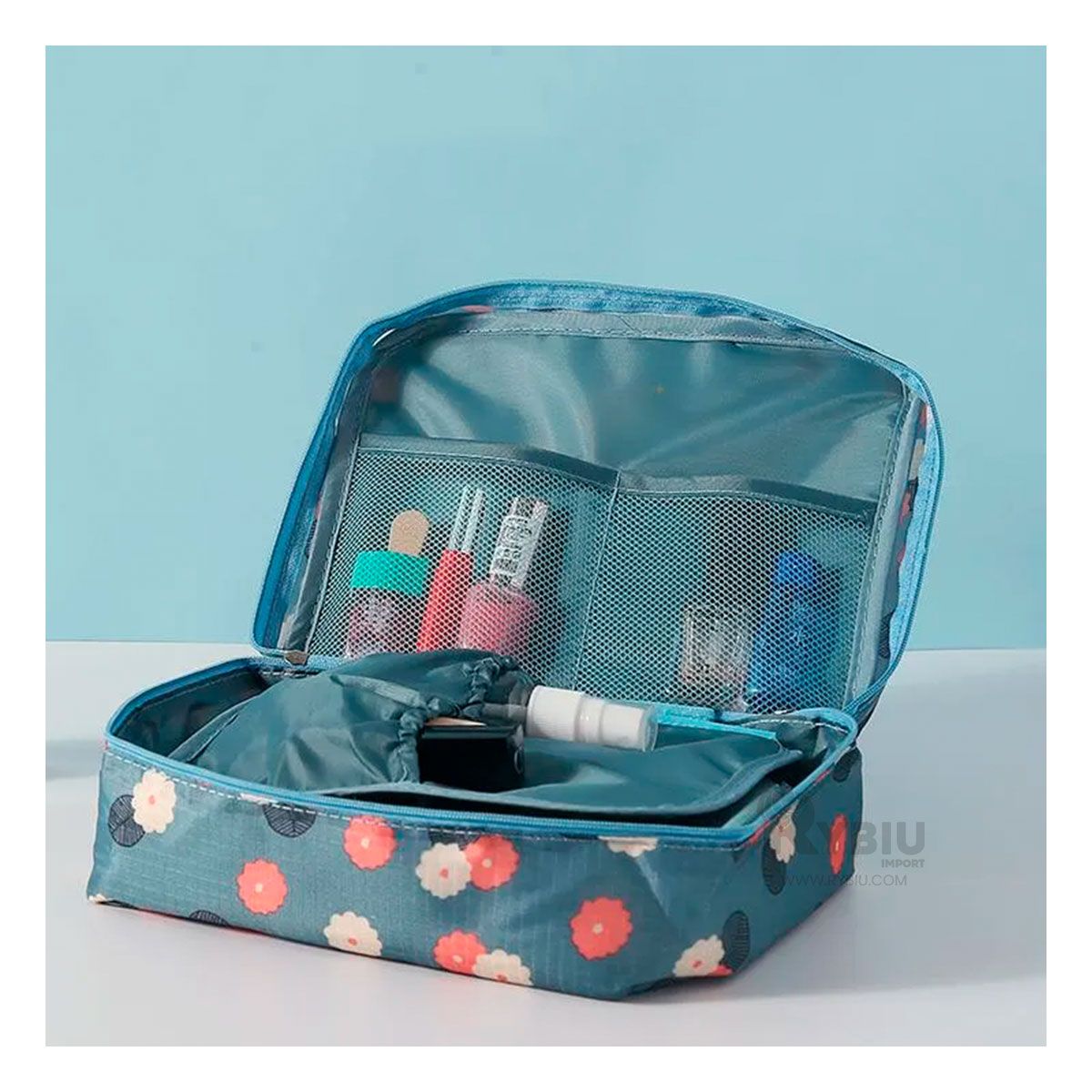 RYBIU IMPORT - Estuche Multiusos de Lujo para Viajeros en Azul Acero