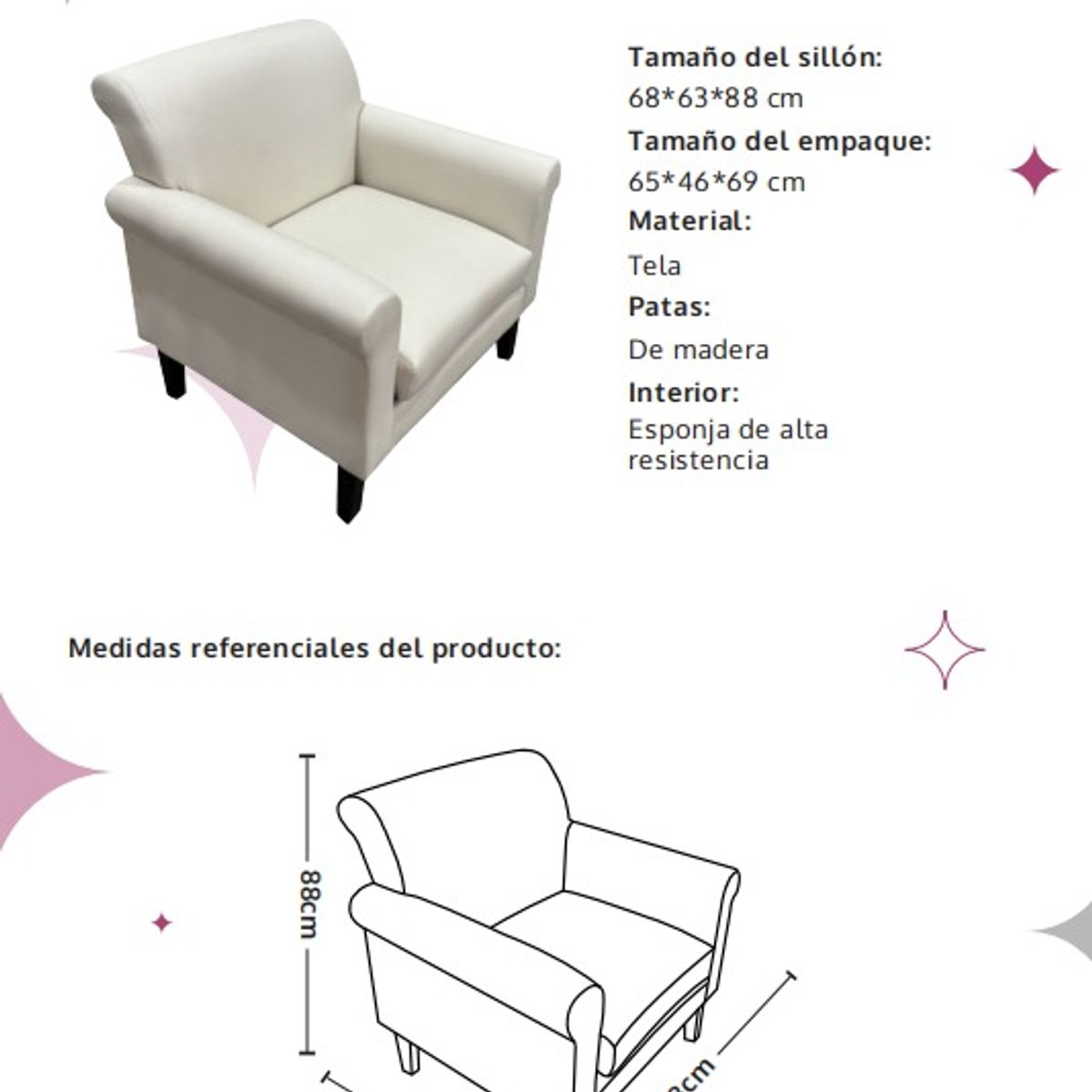 XION - Sillón para Sala Moderno Tapizado Shakti YS-8006